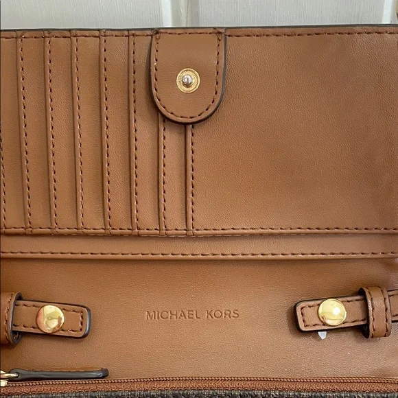 Michael Kors MiniSignature Brown Crossbody Bag with Gold Accents
